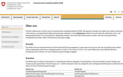 Schweizerisches Handelsamtsblatt, SHAB